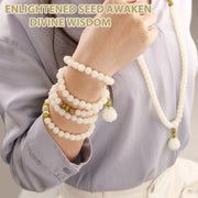 Buddha Stones White Jade Bodhi Lotus Mala Harmony Necklace Bracelet Bracelet BS 15