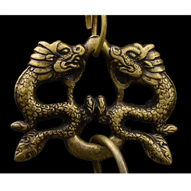 Buddha Stones Tibetan Engraved Buddha Dragon Wind Chime Bell Copper Luck Wall Hanging Decoration Decorations BS 9