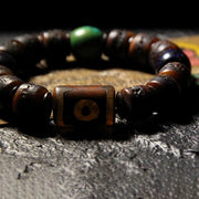 Buddha Stones Tibetan Yak Bone Dzi Bead Turquoise Keep Away Evil Spirits Bracelet Bracelet BS 3