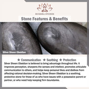 Buddha Stones Natural Silver Sheen Obsidian Crystal Om Mani Padme Hum Bead Protection Bracelet