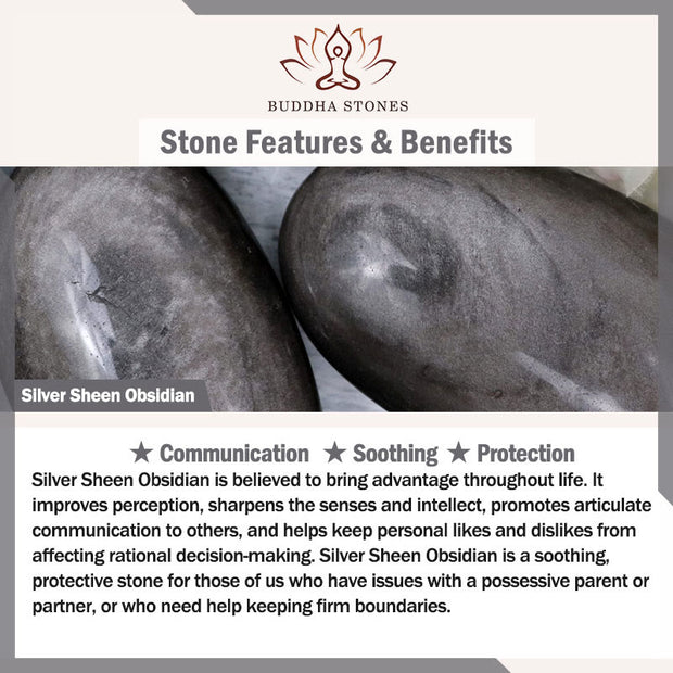 Buddha Stones Natural Silver Sheen Obsidian Cinnabar Koi Fish Soothing Protection Bracelet