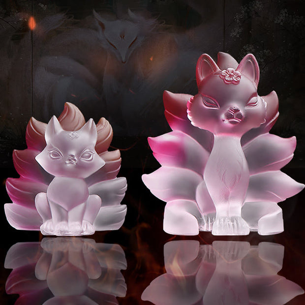 Buddha Stones Small Nine Tailed Fox Success Strength Home Figurine Decoration Decorations BS main