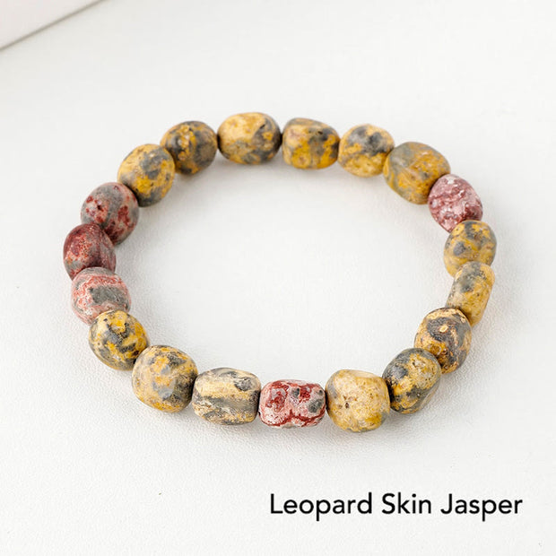Natural Irregular Shape Crystal Stone Spiritual Awareness Bracelet Bracelet BS Leopard Skin Jasper