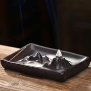 Buddha Stones Mountains Flowing Water Ceramic Blessing Backflow Incense Burner