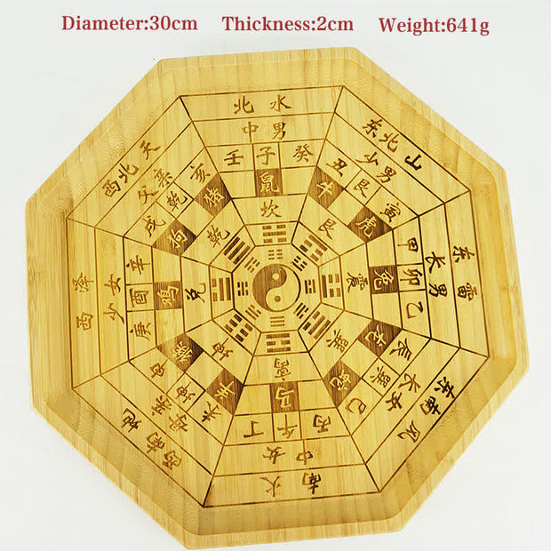 Buddha Stones Feng Shui Bamboo Bagua Map Harmony Energy Map Bagua Map BS 12 Chinese Zodiac 30cm