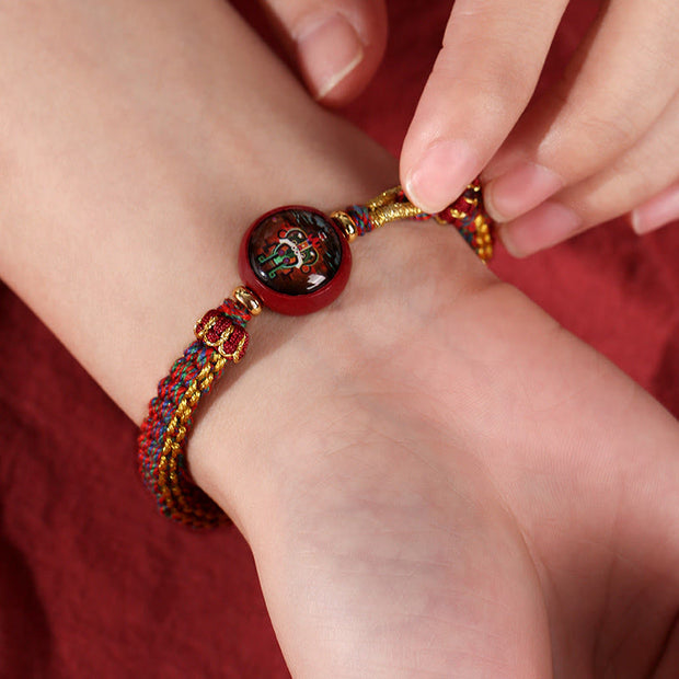 Buddha Stones Colorful Rope Cinnabar Thangka Blessing Braided Bracelet Bracelet BS 5