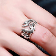 Buddha Stones Dragon Pattern Protection Strength Adjustable Ring Ring BS 5