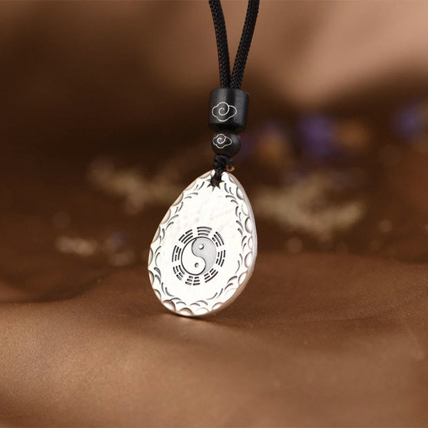 Buddha Stones Vintage 999 Sterling Silver Yin Yang Bagua Water Drop Design Balance Harmony Necklace Pendant Necklaces & Pendants BS 3