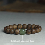 Vietnam Huang Qinan Agarwood Hetian Jade Peace Strength Bracelet Bracelet BS 13