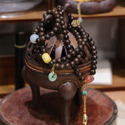 Buddha Stones 108 Mala Beads Brunei Agarwood Amber Red Agate Peace Buckle Jade Peace Bracelet Mala Bracelet BS 3