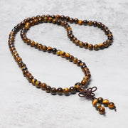 Buddha Stones Tibetan 108 Natural Tiger Eye Gemstone Beads Prayer Mala Bracelet Necklace Bracelet BS main