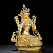 Buddha Stones Bodhisattva Green Tara Protection Copper Gold Plated Statue Decoration Decorations BS 6