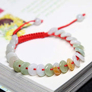 Buddha Stones Round Jade Lucky Red String Weave Bracelet Bracelet BS 1
