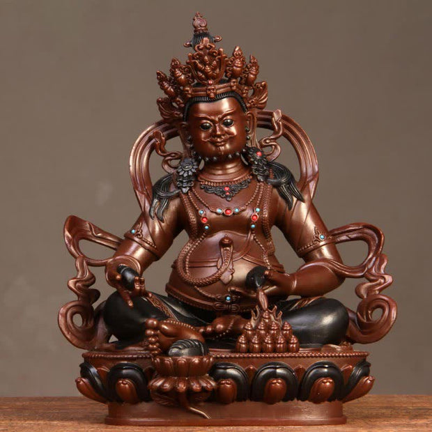 Buddha Stones Yellow Jambhala Bodhisattva Figurine Compassion Copper Statue Home Office Decoration