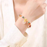Buddha Stones 14K Gold Plated Colorful Golden Silk Jade Peace Buckle Wealth Bracelet Bracelet BS 5