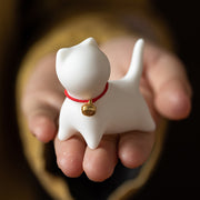 Buddha Stones Mini Small Cute Cat Tea Pet Ceramic Home Desk Figurine Decoration
