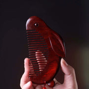 Small Leaf Red Sandalwood Cute Bunny Rabbit Sooth Comb With Gift Box