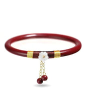 Buddha Stones 2Pcs Cinnabar Flower Blessing Bangle Charm Bracelet Bracelet BS 3