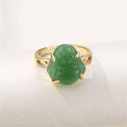 Buddha Stones Cyan Jade Luck Ring Rings BS 1