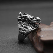Buddha Stones Dragon Balance Titanium Steel Ring