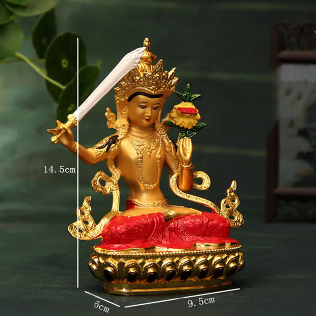 Buddha Stones Manjusri Bodhisattva Figurine Serenity Copper Statue Offering Decoration