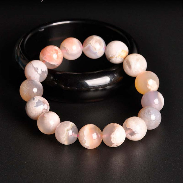 Buddha Stones Sakura Agate Peace Blessing Bracelet Bracelet BS 4