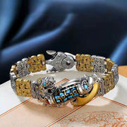 Buddha Stones Tibetan Nine-Eye Dzi Bead Copper Coin PiXiu Turquoise Wealth Bracelet Bracelet BS 1