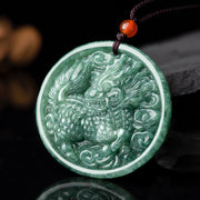 Buddha Stones Natural Jade Kirin Abundance String Necklace Pendant Necklaces & Pendants BS Jade(Prosperity♥Abundance)