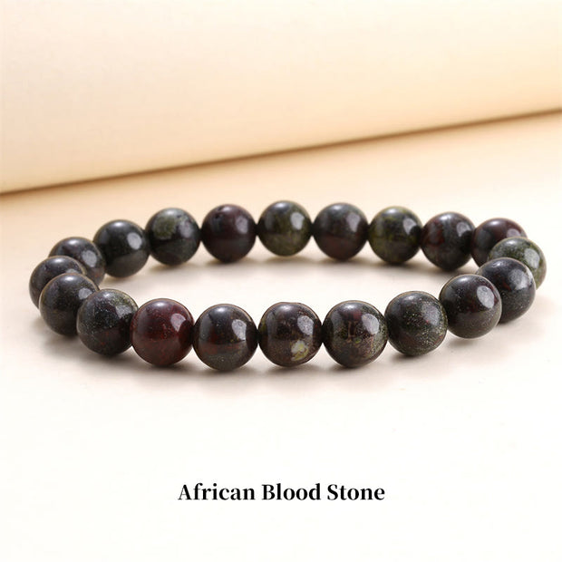Buddha Stones Natural Stone Quartz Healing Beads Bracelet Bracelet BS 8mm African Blood Stone