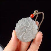Buddha Stones White Jade Peacock Protection Blessing Necklace Pendant Necklaces & Pendants BS 1