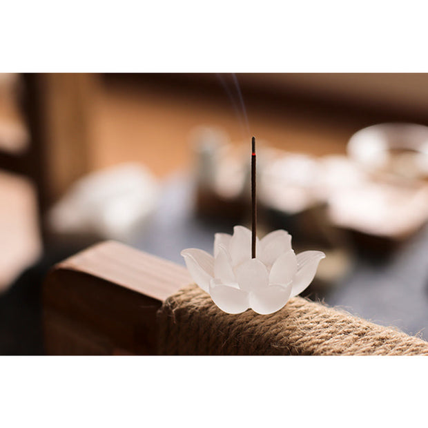Buddha Stones Mini Lotus Liuli Crystal Healing Meditation Stick Incense Burner Decorations BS 15