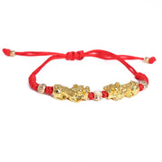 Buddha Stones FengShui Wealth PiXiu Red String Bracelet Bracelet BS Double PiXiu (Wrist Circumference 14-21cm)