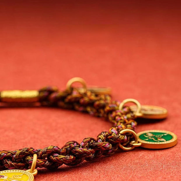Buddha Stones Tibetan Five God Of Wealth Thangka Luck Braid String Bracelet Bracelet BS 11