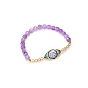 Buddha Stones Amethyst Crystal Evil Eye Zircon Positive Transformation Bracelet Bracelet BS 4