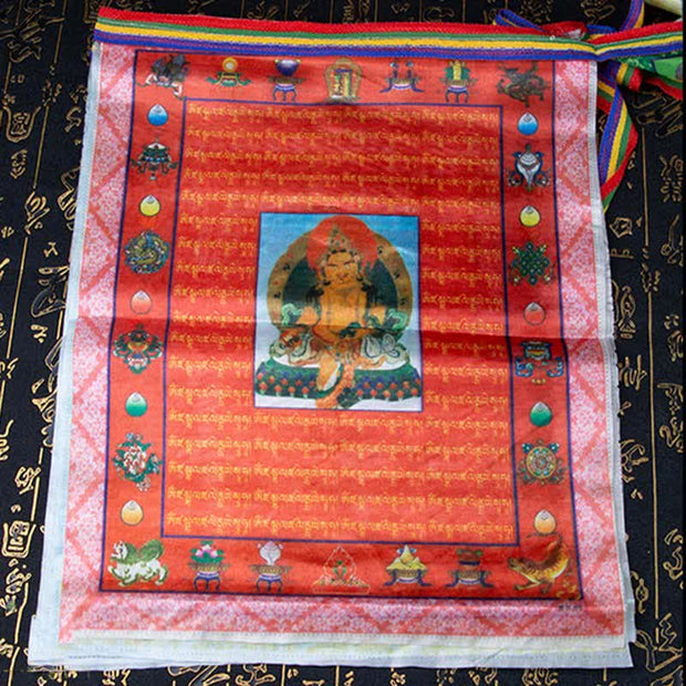 Buddha Stones Tibetan 5 Colors Windhorse Buddha Tara Scriptures Healing Auspicious Outdoor Prayer Flag TIBETAN PRAYER FLAGS buddhastoneshop 9