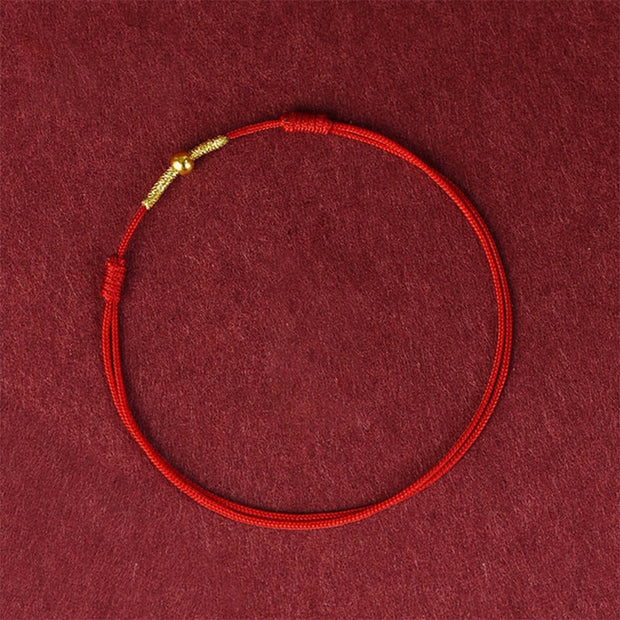 Buddha Stones Golden Bead Protection Braided Rope Bracelet Anklet Bracelet BS Red Anklet Circumference 21-27cm