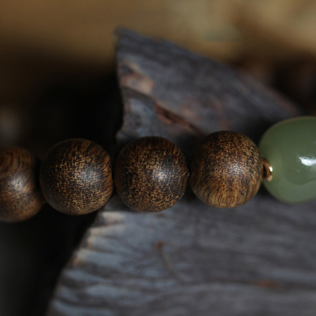 Vietnam Huang Qinan Agarwood Hetian Jade Peace Strength Bracelet (Extra 30% Off | USE CODE: FS30)