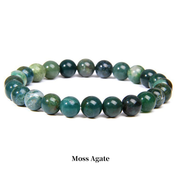 Buddha Stones Natural Stone Quartz Healing Beads Bracelet Bracelet BS 8mm Moss Agate