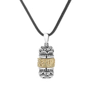 Buddha Stones Tibet Om Mani Padme Hum Carved Wisdom Purity Chain Leather Rope Necklace Pendant Necklaces & Pendants BS 4