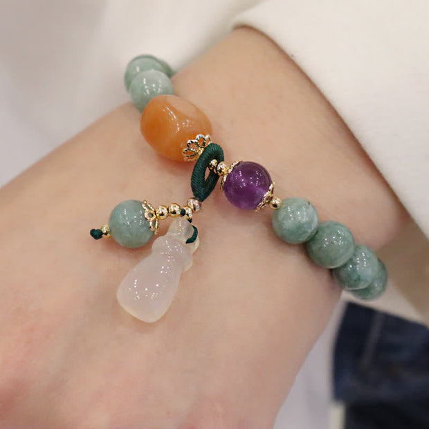 Buddha Stones Cyan Jade Lotus Pumpkin Wish Peace Buckle Amethyst Crystal Healing Bracelet Bracelet BS Wish