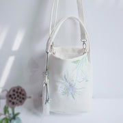 Buddha Stones Embroidery Flower Pattern Canvas Shoulder Bag Tote Bag Crossbody Bag Bag BS 24