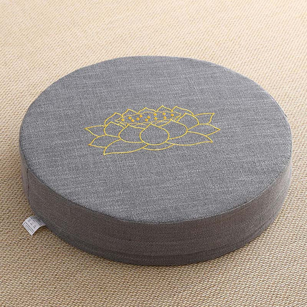 Buddha Stones Lotus Embroidery Cotton Linen Meditation Seat Cushion