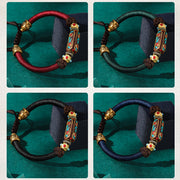 Buddha Stones Handmade Tibetan Turquoise Om Mani Padme Hum Strength Braided Bracelet Bracelet BS 17