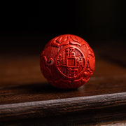 Buddha Stones Tibet Om Mani Padme Hum PiXiu Copper Coin Small Leaf Red Sandalwood Cinnabar Protection Key Chain Key Chain BS 23