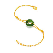 Buddha Stones Cyan Jade Peace Buckle Luck Healing Chain Bracelet Bracelet BS 4