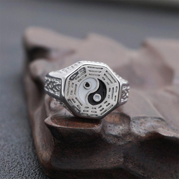 Buddha Stones Yin Yang Symbol Copper Luck Ring Rings BS 5