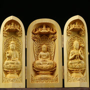 Buddha Stones Hand-carved Portable Buddha Boxwood Serenity Home Decoration Altar Prayer Altar BS Tathagata Buddha