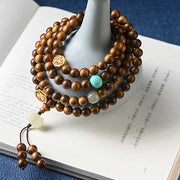 Buddha Stones Tibetan Rosewood Protection Calm Bracelet Mala Mala Bracelet BS 10