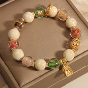 Buddha Stones Tibetan Multicolored Liuli Glass Bead Buddha Lotus Charm Enlightenment Bracelet Bracelet BS 1