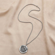 Buddha Stones Round Dragon Pattern Titanium Steel Protection Necklace Pendant Necklaces & Pendants BS 2
